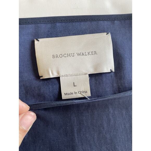 Brochu Walker blue okay boxy short sleeve blouse top size L relaxed - Picture 5 of 8